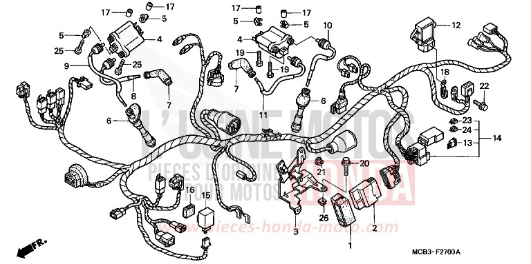 IMPIANTO ELETTRICO per Transalp 650 RICH RED METALLIC (R255) del 2000